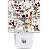 Jopowide Vintage Flower Night Light, Butterfly Plug into Wall with Dusk to Dawn Light Sensors, Warm Nightlights for Bedroom, Bathroom, Hallway, Kitchen, Gifts Ideal for Girls Women