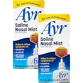 Ayr Saline Nasal Mist Spray 50 mL &ndash; Non Medicated Nasal Moisturizer for Dry Nasal Passages Cold and Allergy Relief (Pack of 2)