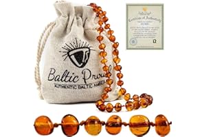 Baltic Proud Amber Necklace (Unisex Cognac Polished 12.5 Inches) - Certified Premium Quality Raw Baltic Sea Amber
