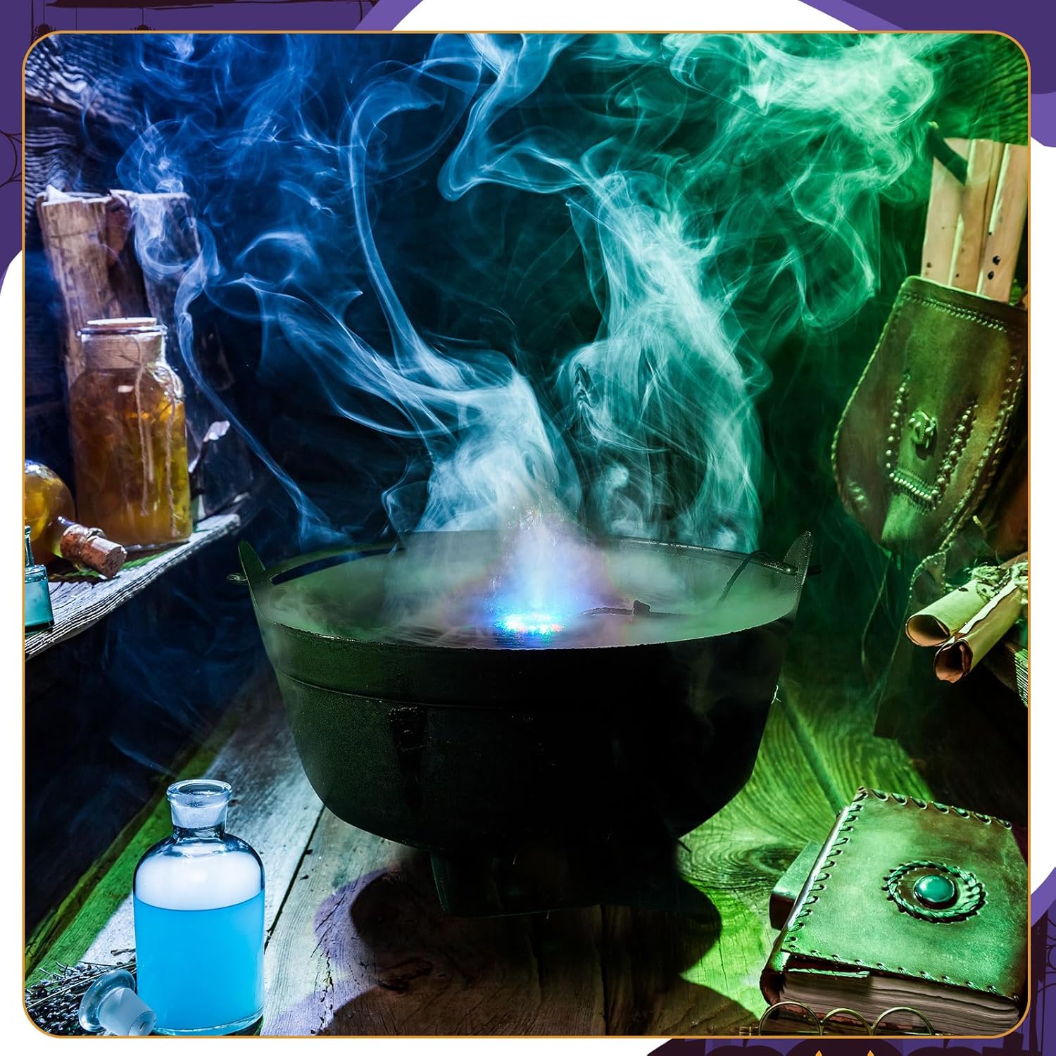 Indoor Fountains & Accessories - Wettarn 14 Inches Black Plastic Witch Cauldron Mist Maker Fogger Kettle Planter Trick or Treat Bucket for Halloween Party Prop Home Outdoor Decorations