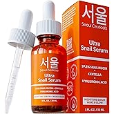 SeoulCeuticals Korean Skin Care 97.5% Snail Mucin Serum – K Beauty Skincare Anti Wrinkle Cica Night Serum Hyaluronic Acid for Face 1oz