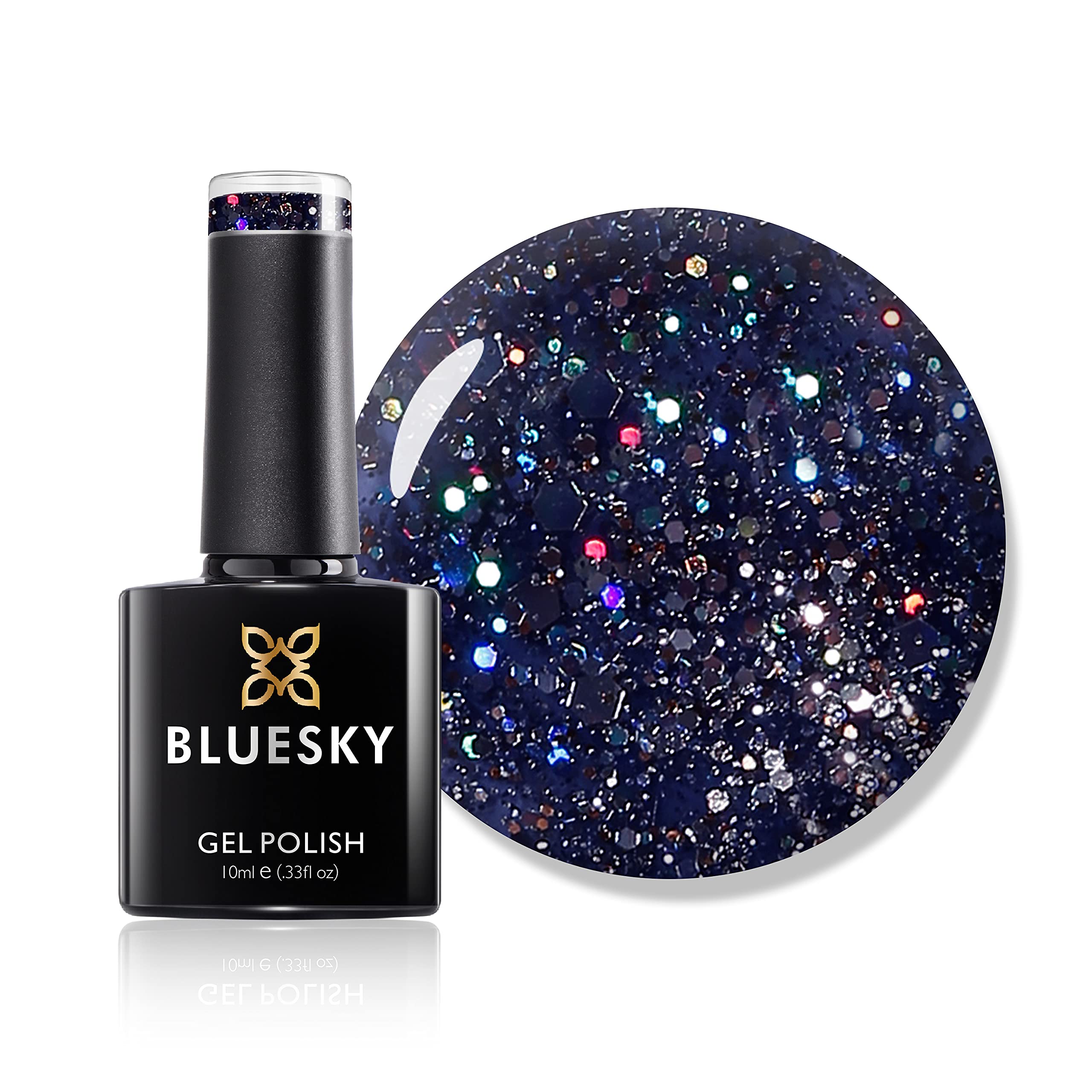 Bluesky Gel Nail Polish, Amethyst Purple Blz24, Chunky Glitter, Dark, Eggplant, Purple, Long Lasting, Chip Resistant, 10 ml (Requires Drying Under UV LED Lamp)