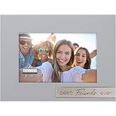 Malden International Designs 4x6 Best Friends Ever Picture Frame Light Gray Wood Grain MDF Frame Silver Finish Diecast Metal Inset Attachment
