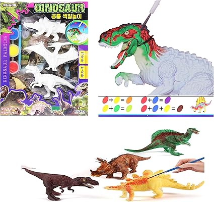 Fusine 3D Painting Dinosaurs, 3pcs DIY Dinosaur Arts Crafts Painting Dinosaurs Toys Decorate Your Own Dinosaur Figurines Best Gift for Kids Boys Girls