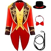Kids Ringmaster Costume Circus Ring Master Cosplay Vest-Front Coat Outfit Halloween Dress Up 3-12 Years