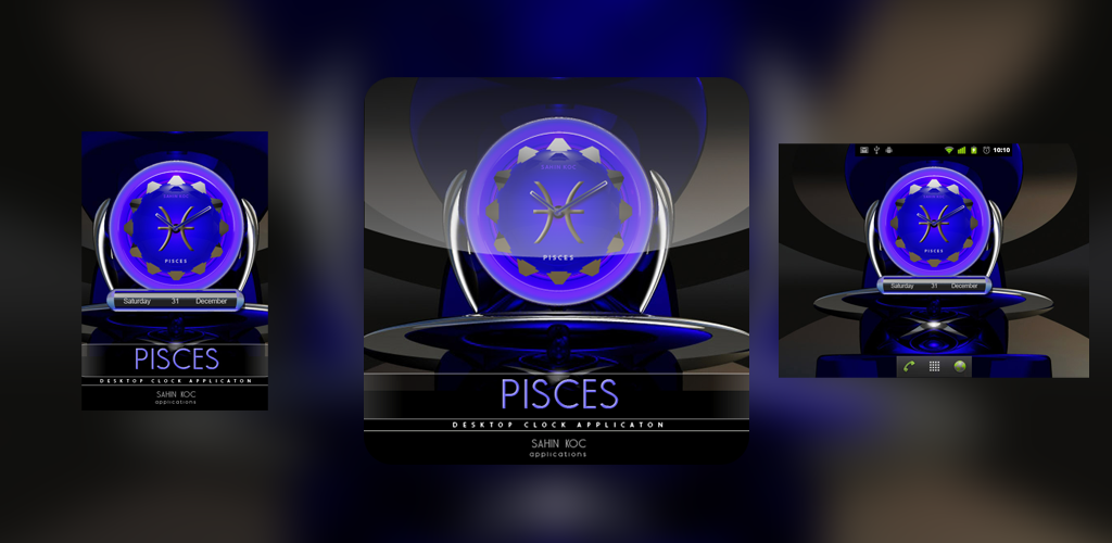 Pisces Beautiful Clock Widget Zodiac Theme for Android