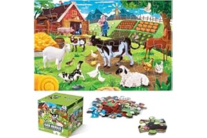 IFLOVE Jumbo Floor Puzzle for Kids,Farm Animals Jigsaw Large Puzzles,48 Piece Barn Puzzle for Toddler Ages 3-5,Children Learning Preschool Educational Toys,Birthday Gift for 4-8 Years Old Boy and Girl