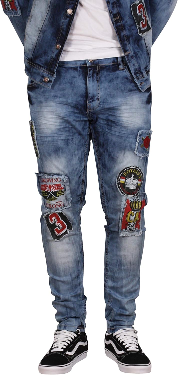 mens rose embroidered jeans