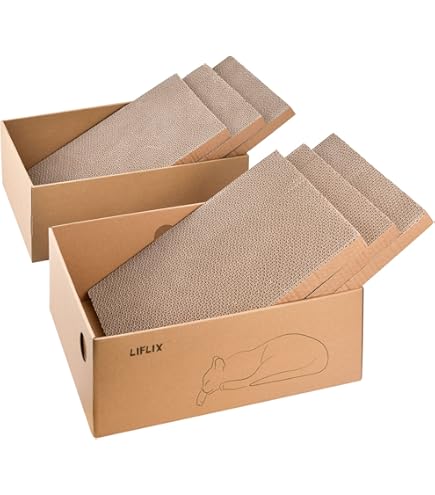 thumbnail image 2 of LIFLIX Cardboard Cat Scratcher With 2 Boxes - 6 Reversible Scratch Pads With Catnip, 43.5x34x15.2cm 2 of 12