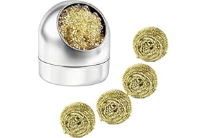 XOOL Soldering Tip Cleaner Solder Tip Cleaning Wire and Holder Soft Coiled Brass Tip Cleaner Kit with 5 PCS Solder Tip Cleaning Wire and 1 PC Holder for Cleaning Soldering Irons and Tips, No Water Needed