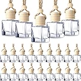 BBTO 50 Pcs Hanging Car Air Freshener Car Diffuser Bottles Empty Glass Perfume Bottle Freshener Diffuser Bottle Pendant for Essential Oil Fragrance Aromatherapy Bottle Ornament(Cube)