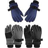 3 Pairs Kids Ski Snow Gloves Winter Waterproof Warm Mitten for Boy Girl Children
