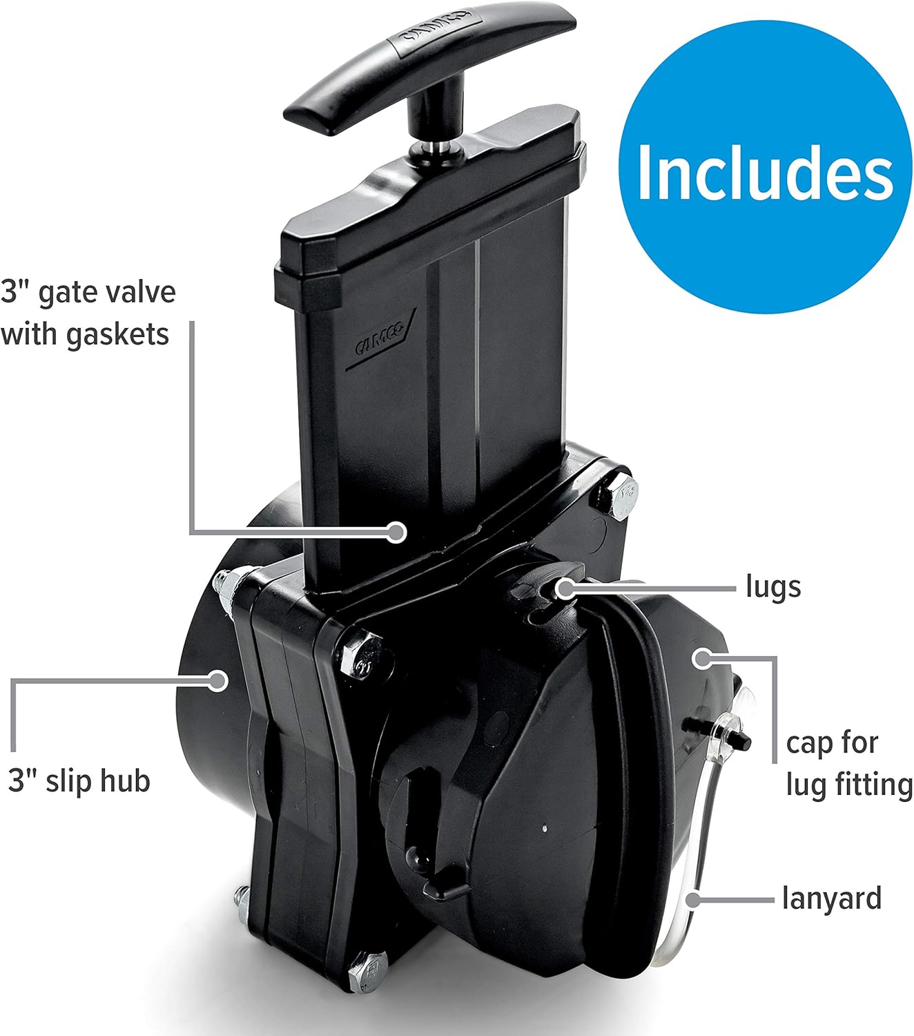 Easy to Install Compatible with 3inch Sewer Pipes Camco RV Gate Valve
