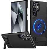 FIERANY for Samsung Galaxy S24 Ultra Magnetic Case, [Fit for Magsafe] Military Grade Dual-Layer Shockproof Protective with Non Slip Textured Back, Phone Case with Kickstand for S24 Ultra (Black)
