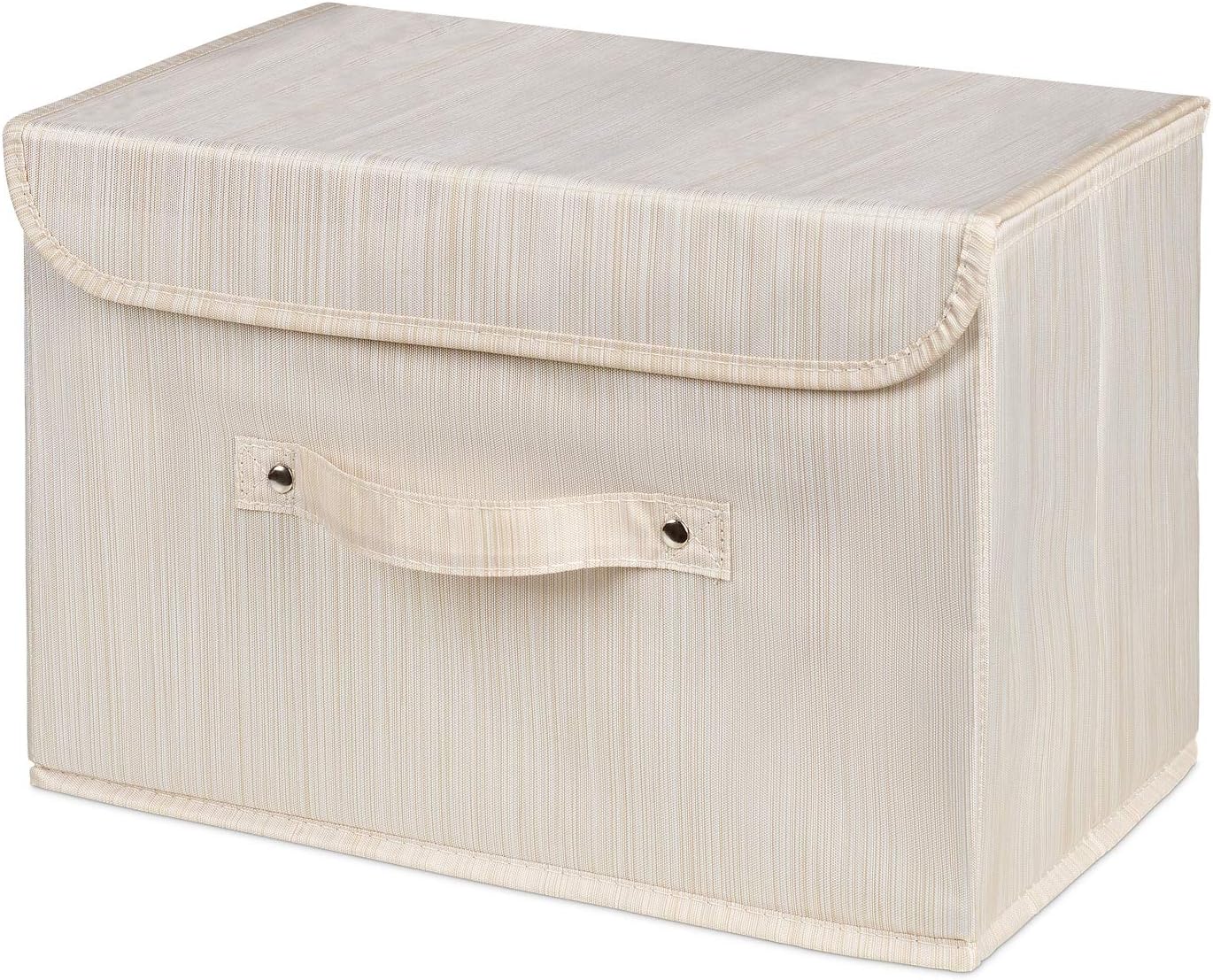NEW Premium Beige Storage Box with lid-Extra wide handle-Strong, secure fastening-Suitable for Clothes, Accessories, Paperwork, Magazines, Keepsakes, toys-Great in the home or office 37x25x25cm 1pk