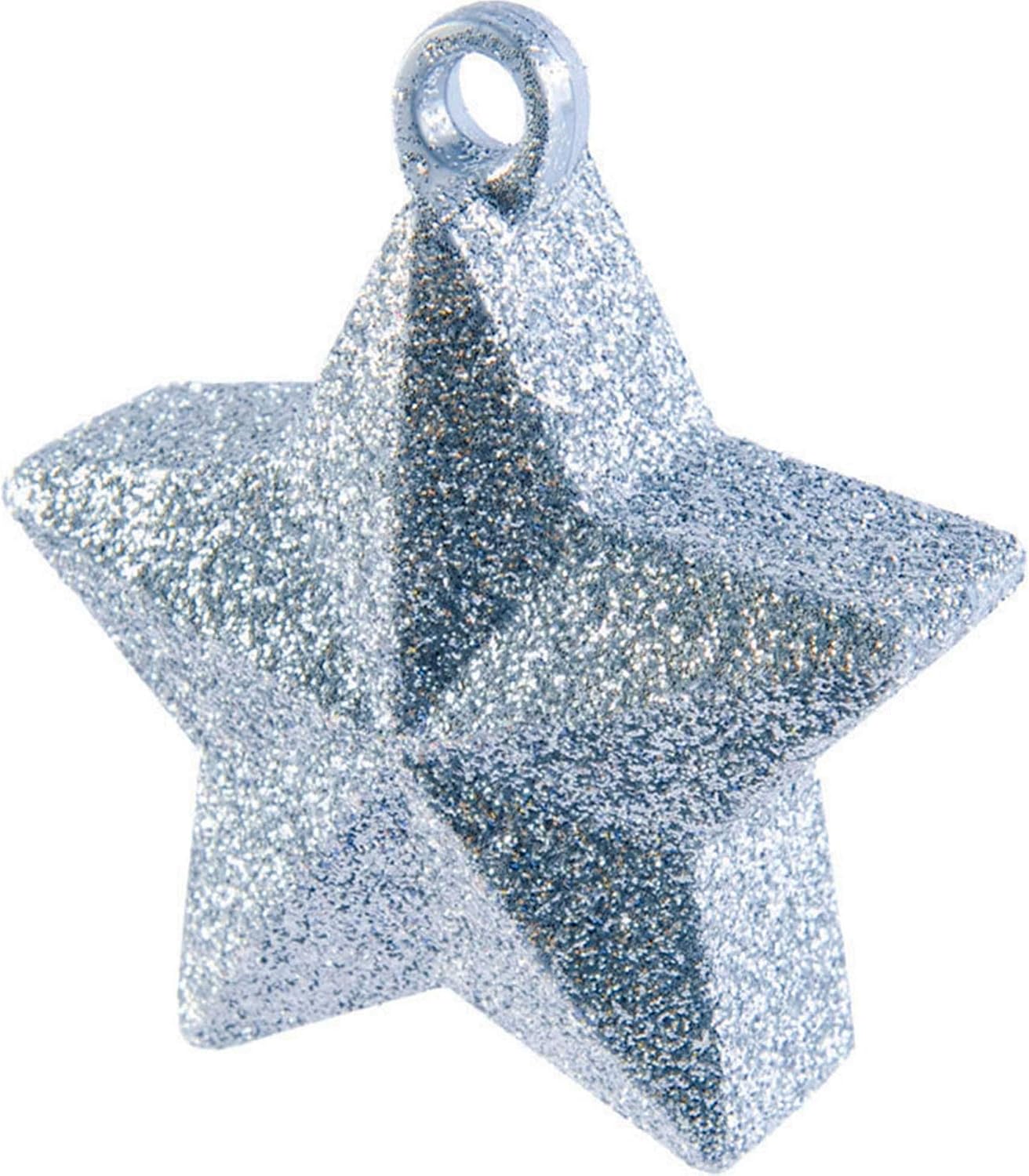 Amscan 117800-18 - Silver Star Balloon Weight - 150g, Glitter Silver, 6 oz
