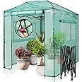 EAGLE PEAK 8'x6' Portable Walk-in Greenhouse Instant Pop-up Indoor Outdoor Plant Gardening Green House Canopy, Front and Rear
