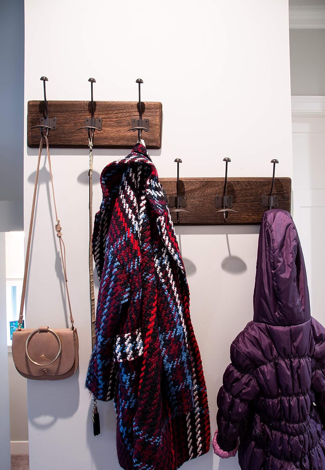 Rustic Wall Mounted Coat Rack with 3 Sturdy Hooks – Set of 2 – Vintage ...