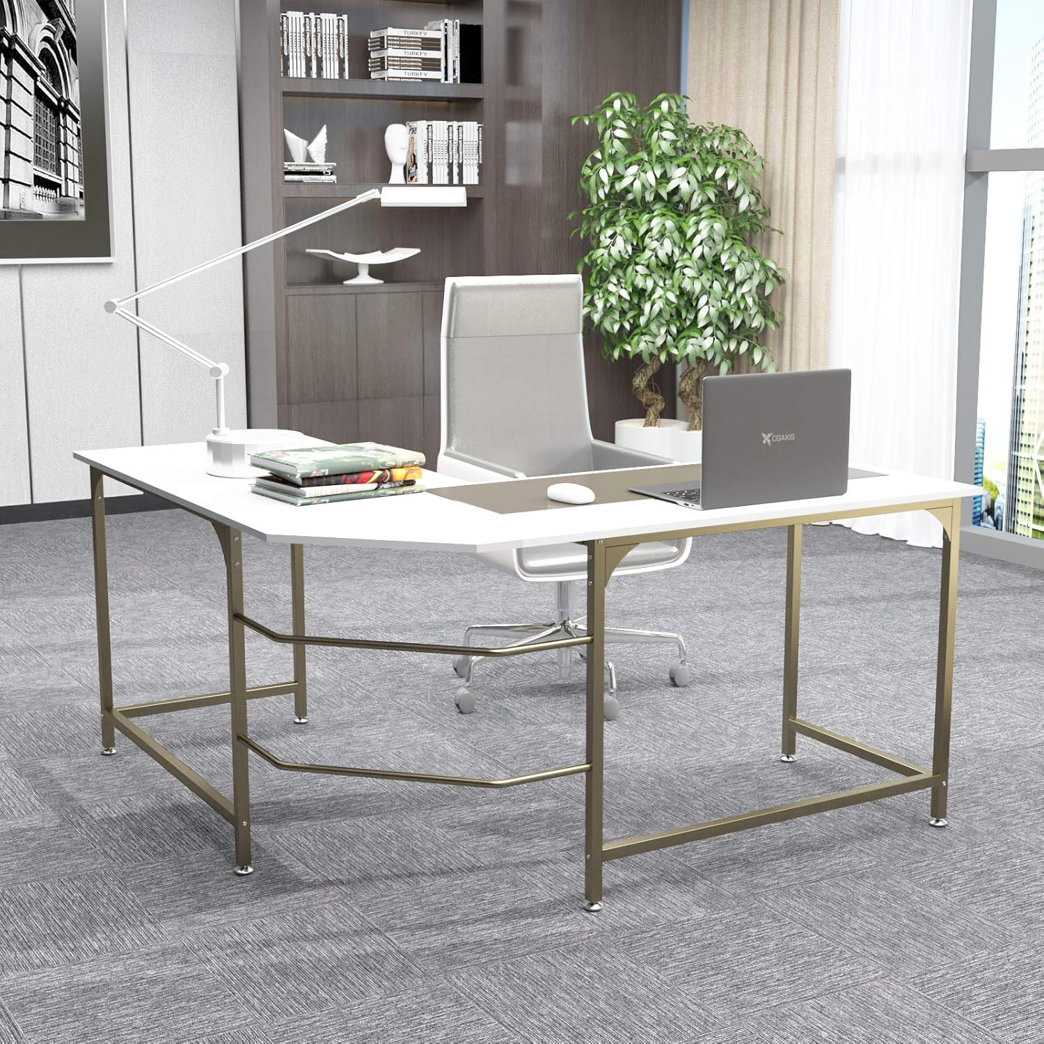 Elephance 59" Large L Shaped Desk Corner Computer Desk Gaming Table Workstation for Home Office: Kitchen & Dining