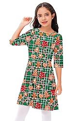 Girls Christmas Green Dresses Xmas Buffalo Plaid