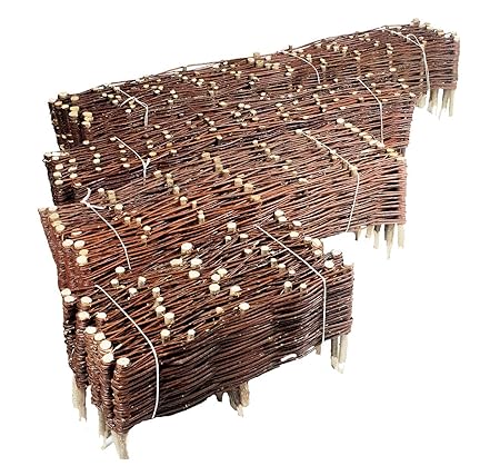 Nature LOUNGE Beeteinfassung Weide 30 x 60 cm 10er Set - Weiden Steckzaun als Beetumrandung oder Gartenabgrenzung