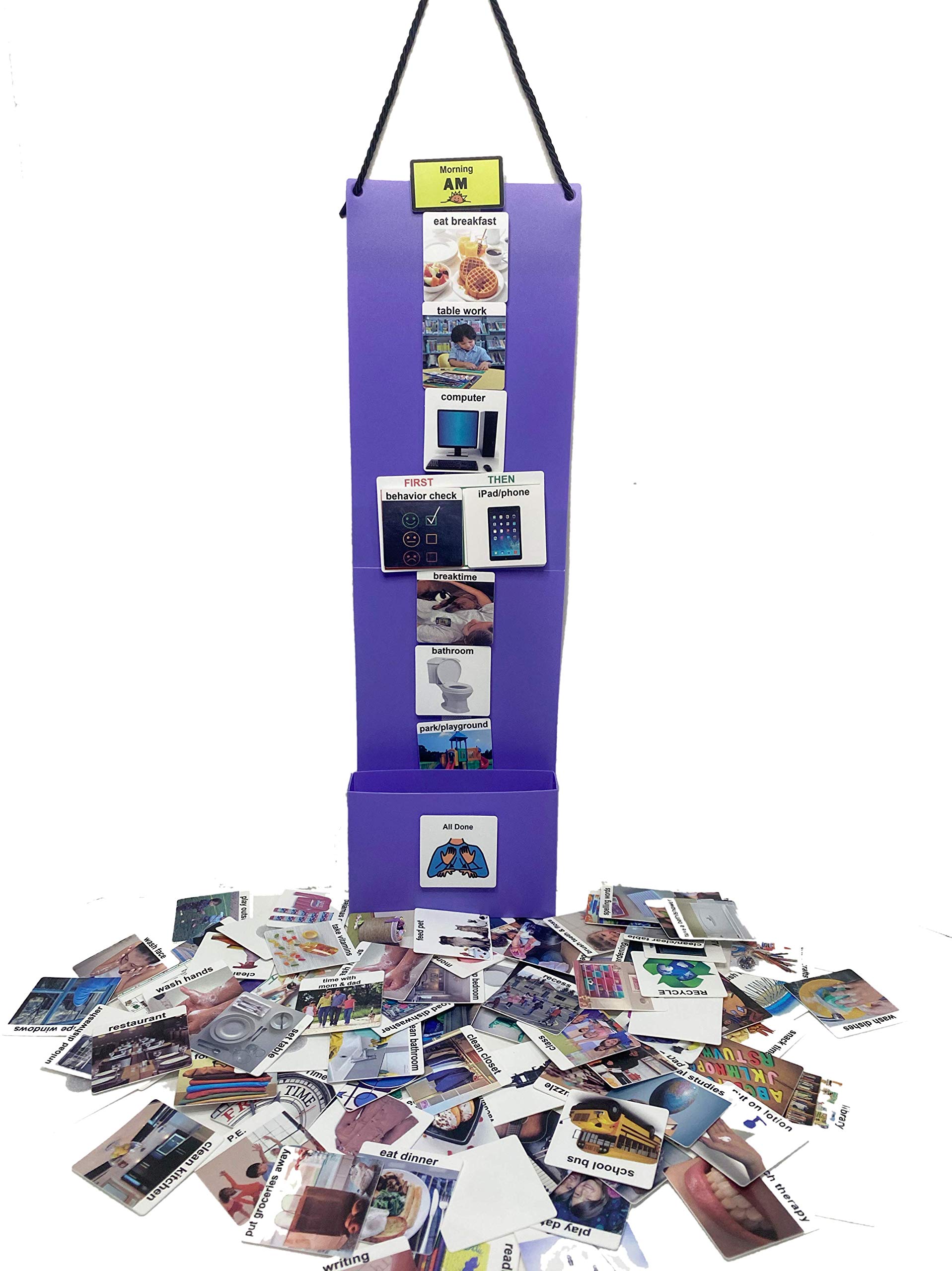 Photo 1 of Two Strip Night & Day Daily Schedule Great Visual Behavioral Tool for Structure at Home, School & in The Community. (Purple Magnetic -1 Strips, 133 Photo Plastic Cards)