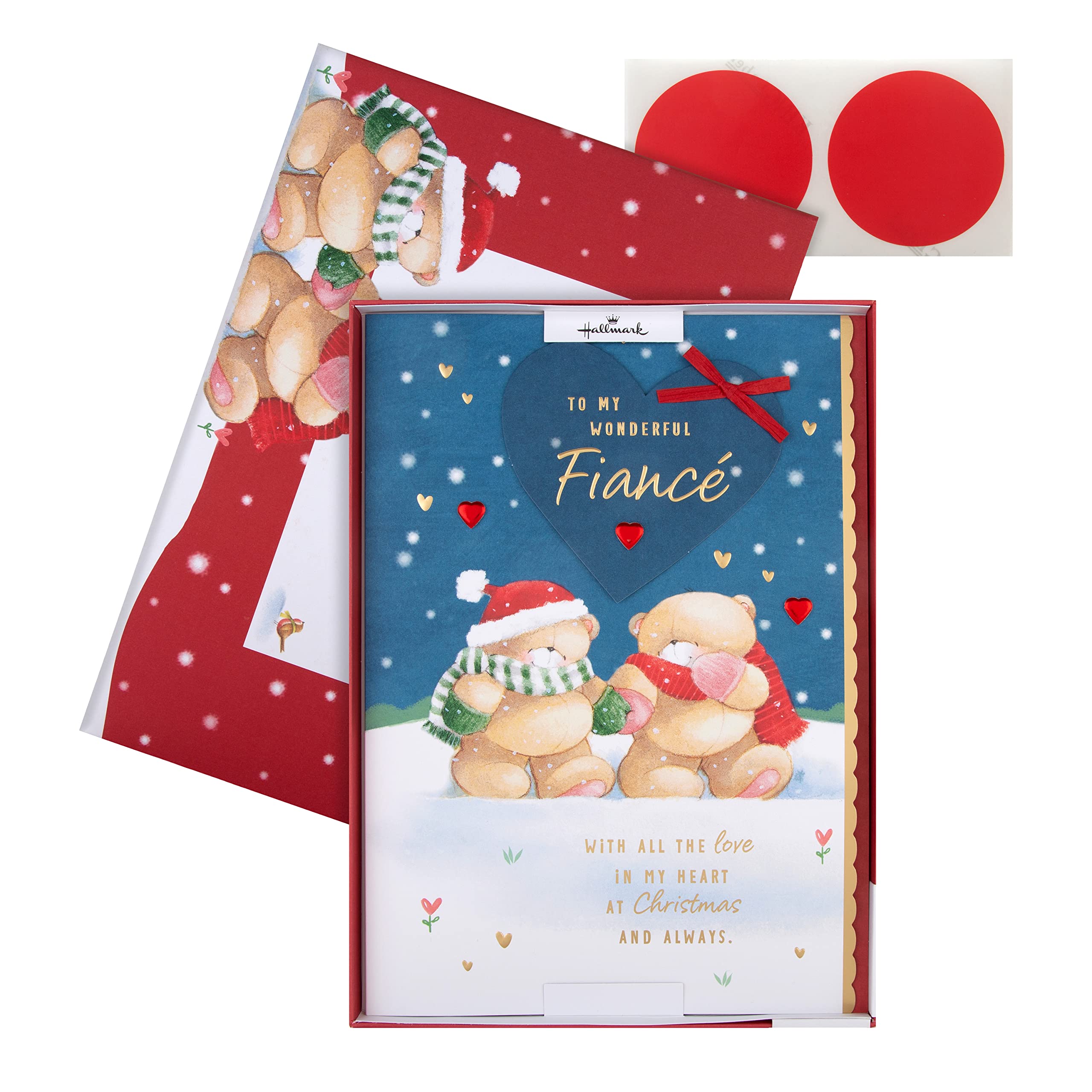 Hallmark Boxed Christmas Card for Fiancé - Cute Forever Friends Winter Love Design
