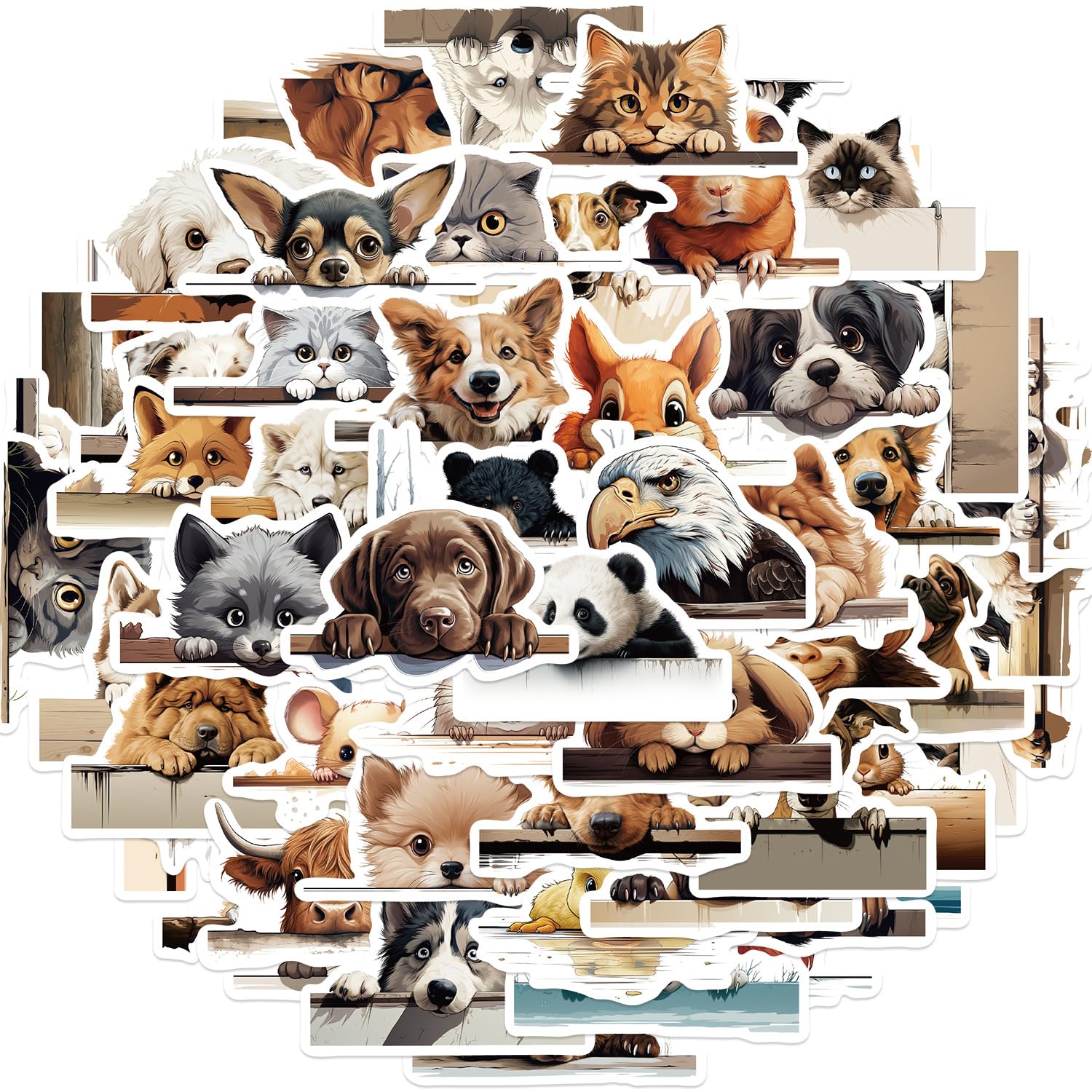 Animal Stickers for Laptop (50 PCS),Gift for Children Teens Adults Girl Boys,Waterproof Stickers for Water Bottle,Animals Dogs and Cats Vinyl Stickers for Scrapbook,Skateboard,Bike,Phone,Dairy