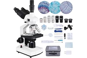 Trinocular Compound Microscope, 40X-5000X Magnification, Mechanical Loading Stage,Abbe Condenser, Research Grade trinocular C
