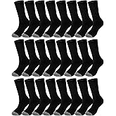 Baggyfly 24 Pairs Men's Cotton Athletic Socks Moisture Wicking Cushioned Breathable Socks for Work Running 6-13 Size