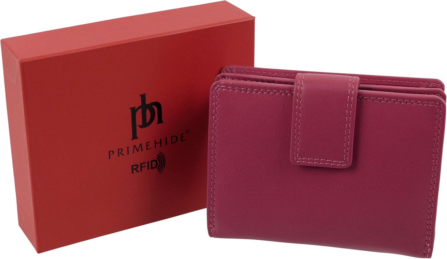 Prime Hide Ladies Compact Leather Purse/Wallet Quality Gift Colourful (Fuchsia) - Image 3