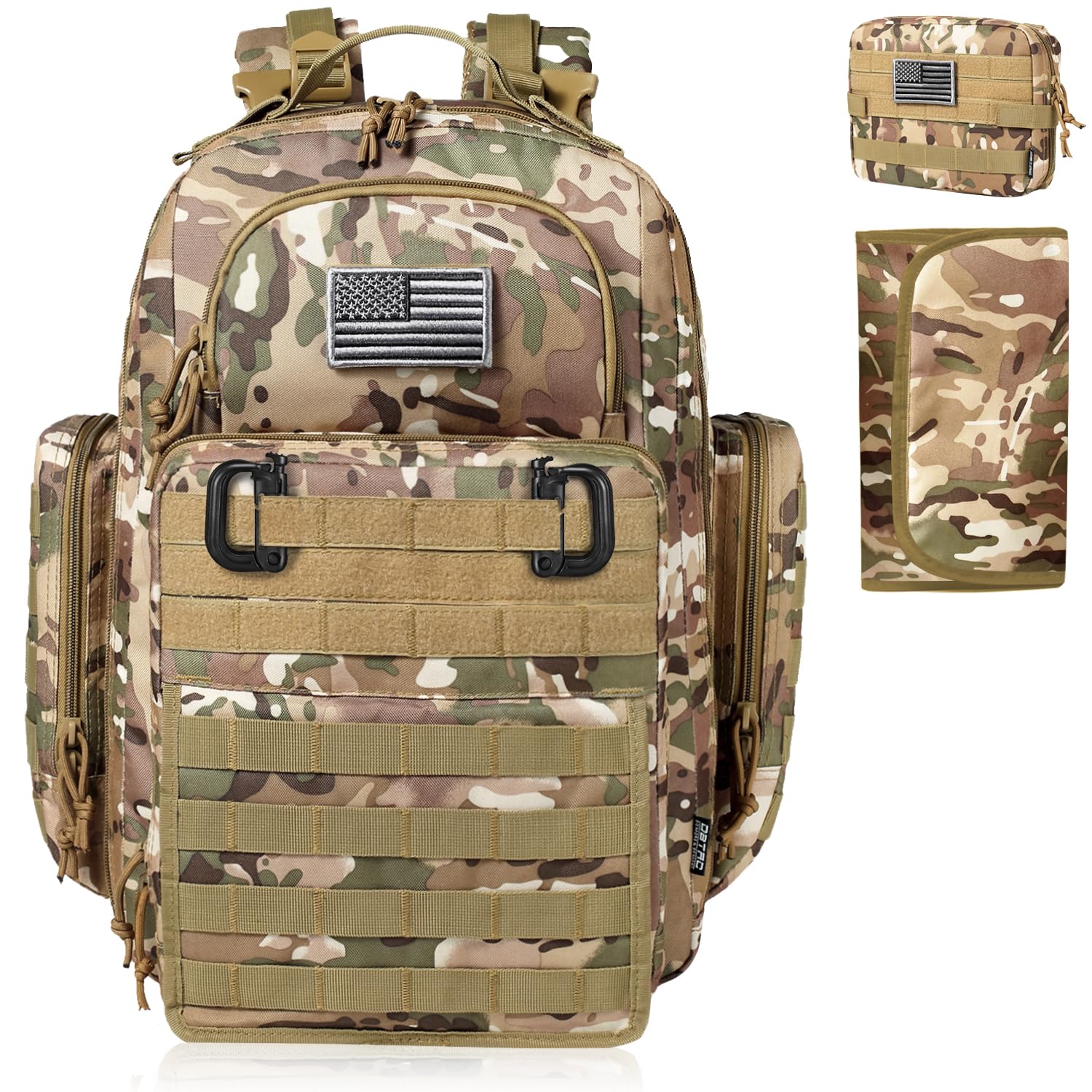 Diaper Bag Backpack for Dad, DBTAC Large Baby Nappy Bag for Men w/Changing Mat, Insulated+Wipe Pockets, Stroller Straps, CP Camo
