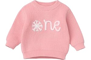 IMEKIS Baby Girls Boys 1st Birthday Outfit Sweater Top for One Year Old Cake Smash Photo Shoot Fall Winter Clothes
