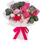 Perfectione Roses 4 Roses Mixed Bouquet for Mother's Day, Flowers for Delivery, Preserved Flowers Birthday Gift for Women Mom Wife Grandma Her, Pink