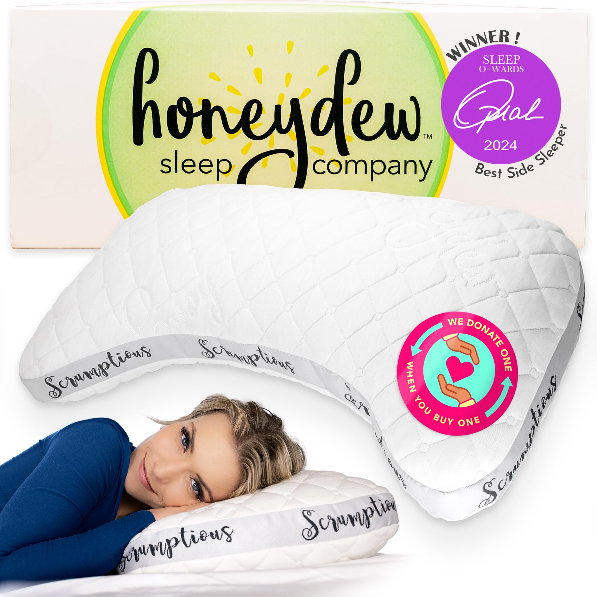 Photo 1 of Honeydew Scrumptious Cooling Side Sleeping Pillow with Free Pillowcase- Best for Side Sleepers- Neck and Shoulder Pain Relief Pillow- The Most Awarded Side Sleeper Pillow- Made in The USA (Queen Size)