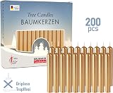 BRUBAKER 200 Pack Tree Candles - Pyramid & Christmas Tree Candles - Gold view 2