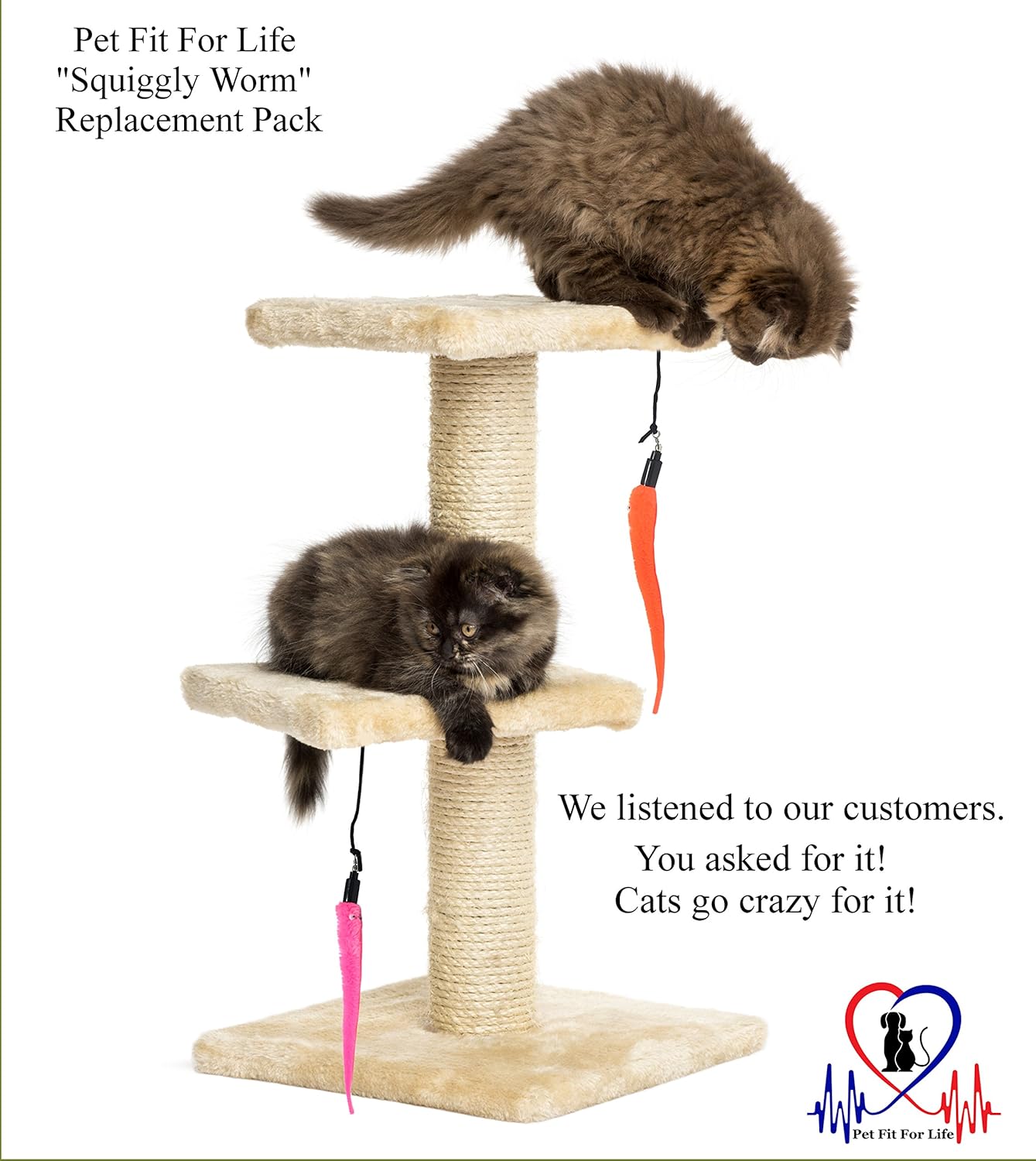 Pet Fit For Life 5 Piece Replacement Pack of Worms for Interactive Cat and Kitten Toy Wands : Pet Supplies