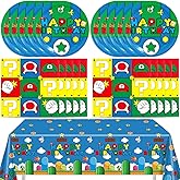 41Pcs Super Brother Party Decorations Game Bro Baby Shower Tableware Set Cartoon Game Birthday Plates and Napkins Supplies Super Bros Birthday Party Decorations