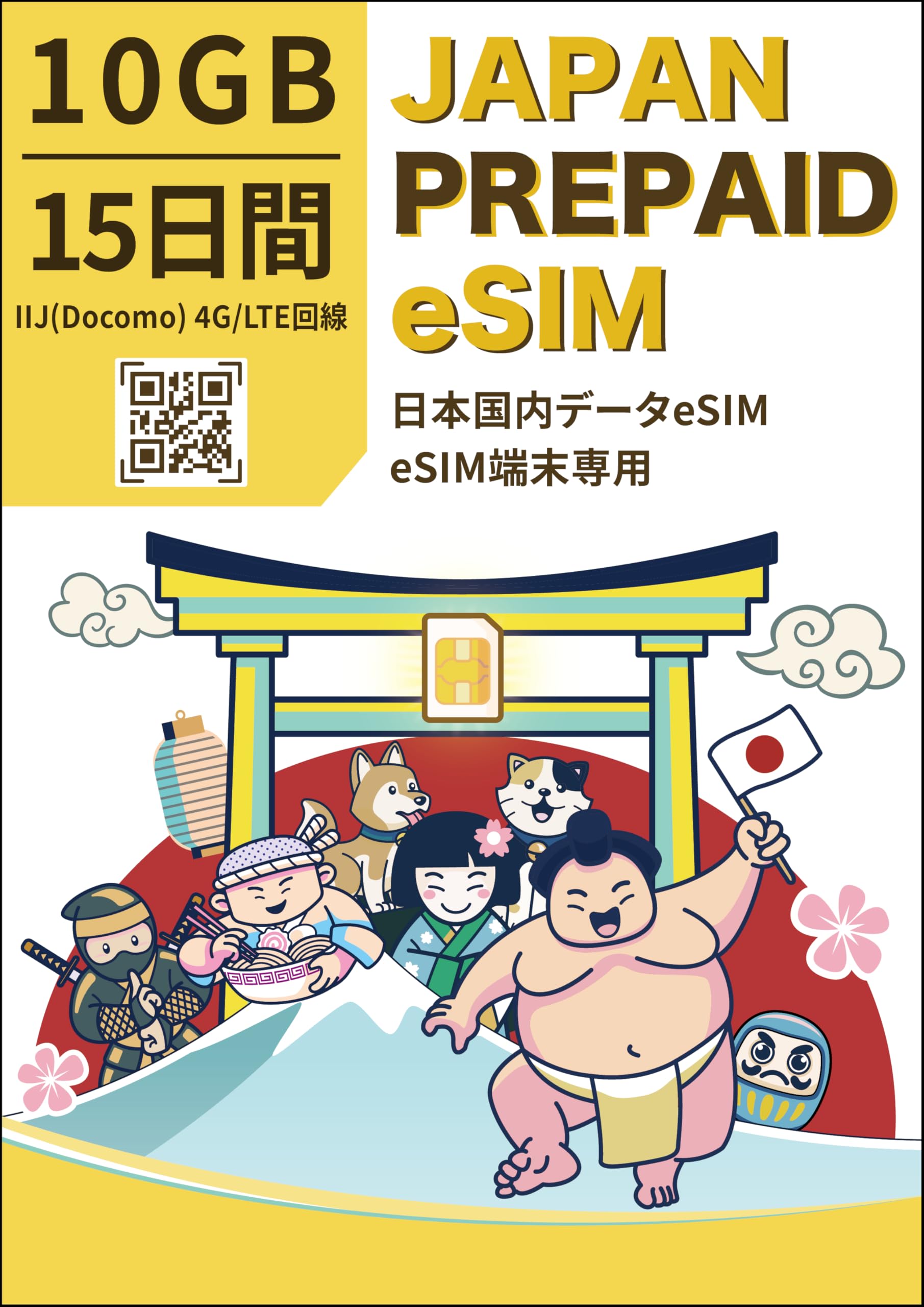 Photo 1 of ?JP Smart SIM? eSIM for Japan (Data-only, no Call/SMS) | 15 Days 10 GB | IIJ Docomo 4G/LTE | National-Wide Coverage, Simple Setup | Made in Japan| Multilingual Support | English Manual Included