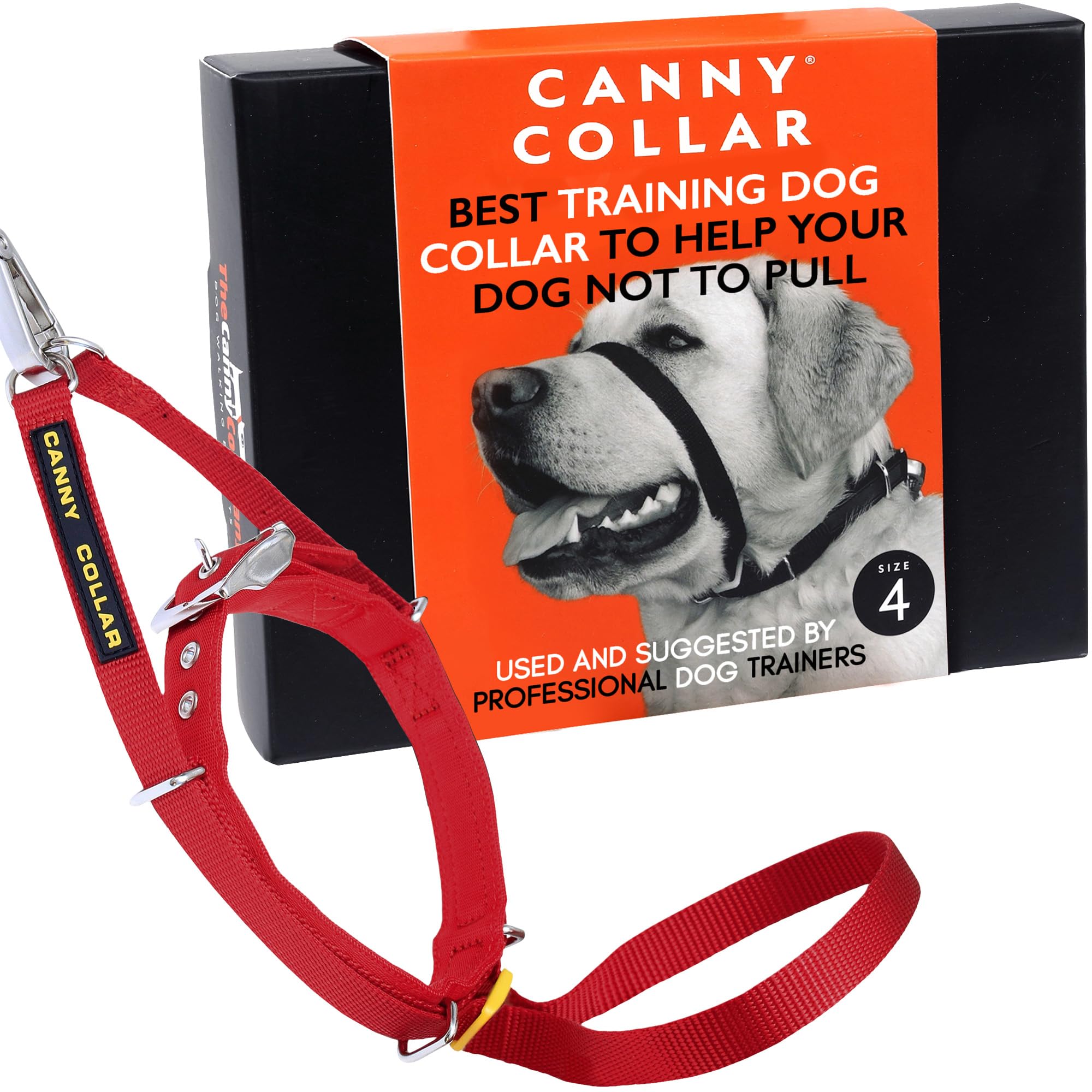 Canny Collar No-Pull Dog Headcollar | Train Your Dog To Stop Pulling & Walk On a Regular Collar & Loose Lead | Kind, Safe, Comfortable Training Aid | Red – Size 4