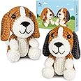 Crochetta Crochet Kit for Beginners, Beginner Crochet Kit for Adults with Step-by-Step Video Tutorials, DIY Crochet Animal Kits Kids Knitting Supplies, 2 Pack Beagle Family (40%+ Yarn)