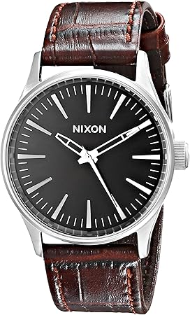 Reloj Nixon A377 Sentry 38 mm, acero inoxidable con correa de cuero