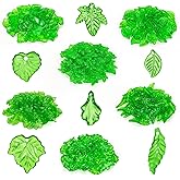 Acrylic Green Leaf Beads, 300Pcs Transparent Grape Strawberry Maplelotus Glass Leaves, Pendants Leaf Bead Caps for Jewelry Making Necklaces Bracelets DIY Crafts