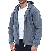Wuantrexx Sherpa Lined Hoodies for Men Heavyweight Fleece Sweats Thick Warm Full Zip Up Jacket Big and Tall