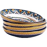 Bico Havana Pasta Bowls, 35oz Salad Bowl Set of 4, Large Ceramic Serving Dinner Bowls for Soup and Cereal, Microwave and Dishwasher Safe, Gift for Housewarming and Thanksgiving