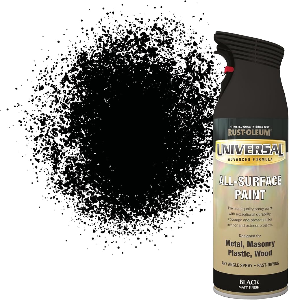 Rust-Oleum Universal Spray Paint 400ml Flat Black - 360° Any-Angle