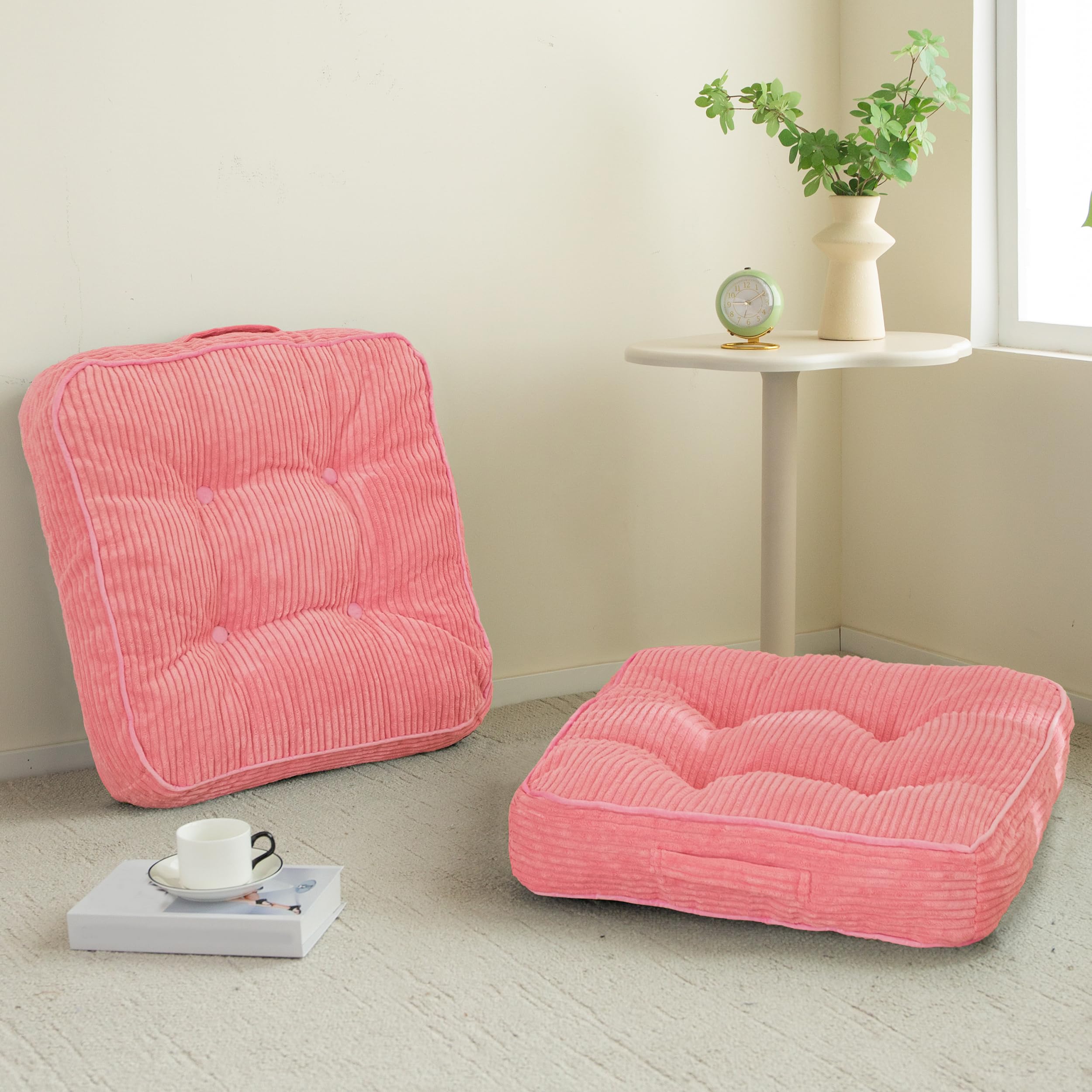 Photo 1 of ***(MINOR DAMAGE/ MISSING BUTTONS)***Washable Floor Pillow Cushion for Adults, Meditation Cushion Pillow, Large Square Floor Sitting, Removable Tufted Corduroy Cover, for Tatami Living Room or Yoga, 22x22 Inch, 2Pack, Machine Washable