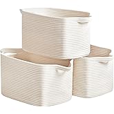 R RUNKA Cotton Rope Storage Basket 15"x10"x9" – Fabric Storage Bins for Organizing Clothes,Toys,Blankets – Durable Woven Storage Basket for Closet, Shelf & Living Room