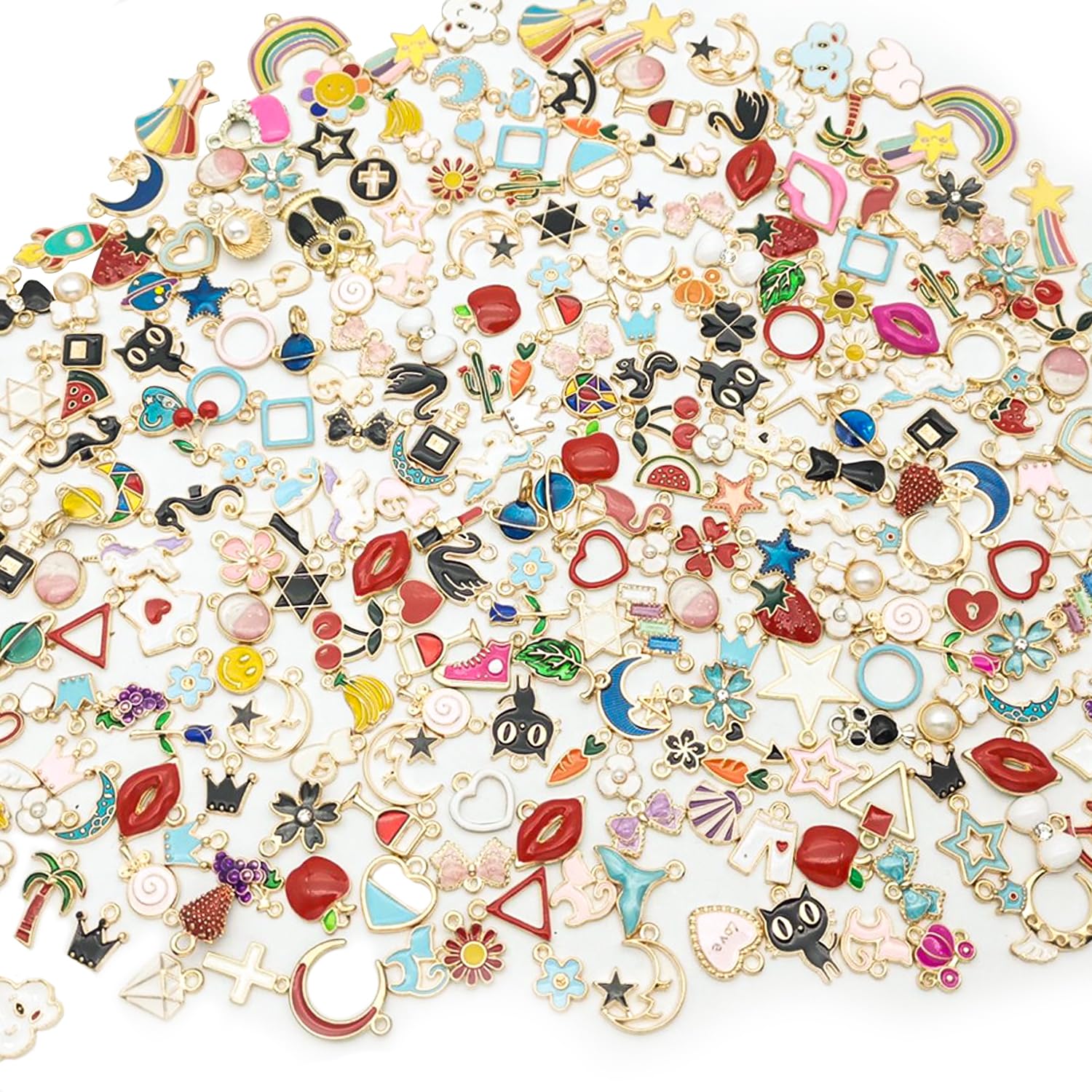GVSAVY 100 Pieces of Enamel Pendants, Pendants in Bulk, DIY Jewelry, Suitable for Making Bracelets, Anklets, Necklaces, Jewelry, Bag Accessories, Pet Tags (gyshouliandiaozhui)