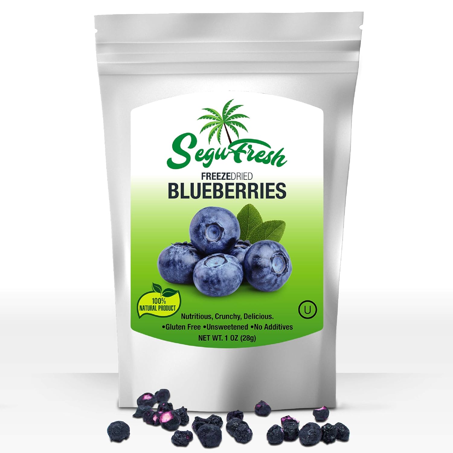 SeguFresh Freeze Dried Blueberries 100% Natural Food Product | Nutritious and Delicious | Crunchy | Gluten-Free & Vegan | No Additives | Healthiest Snacks Pack Ever in Resealable Bag (pack of 2)